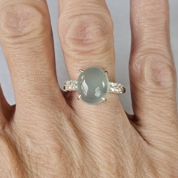 Genuine Aquaprase & White Zircon Ring in Sterling Silver Size 7! NWT - Picture 4 of 5